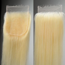 BEEOS 5x5 SKINLIKE Real HD Lace Closure, Pre-Plucked Straight 613 Blonde Human Hair 0.10mm Ultra-thin Invisible HD Lace Closure18 Inch