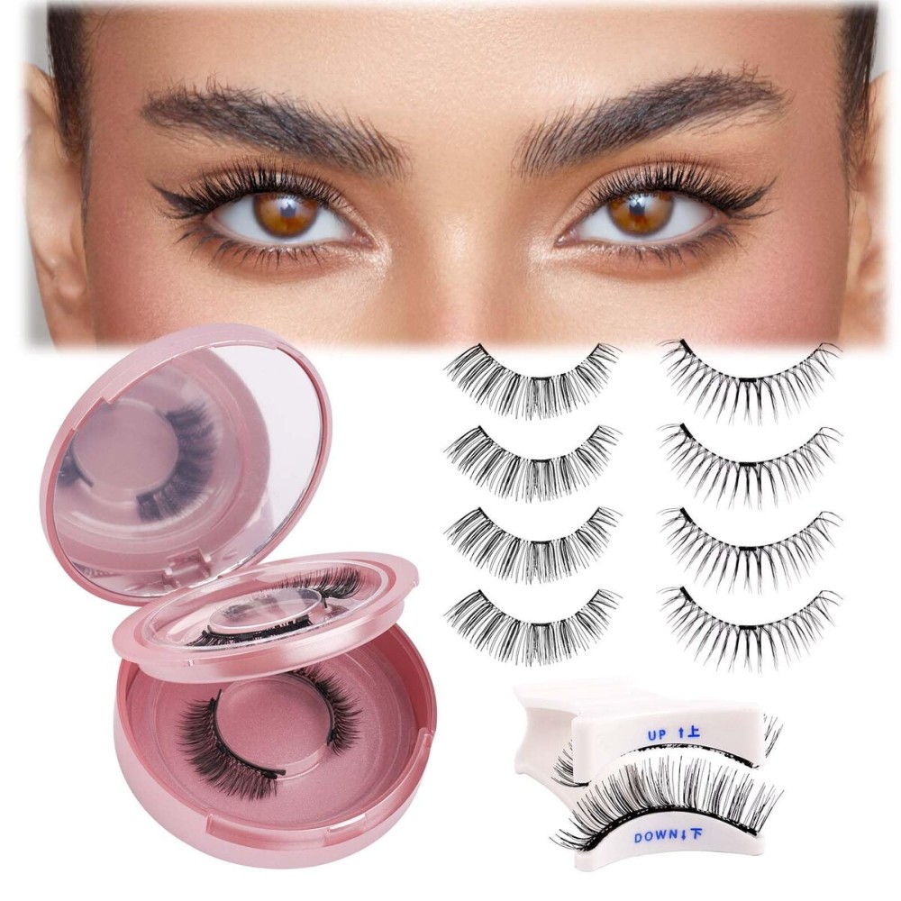 FADLASH Magnetic Eyelashes with Applicator Natural Look Magnetic Lashes Reusable 2 Pairs False Eyelashes Kit Easy to Wear and Remove (806+B7)