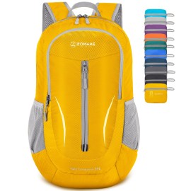 ZOMAKE Ultra Lightweight Packable Backpack 25L, Foldable Hiking Backpacks Water Resistant Small Folding Daypack for Trave(Lemon yellow)