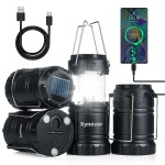 Xynover 4-Pack Solar Camping Lanterns,Rechargeable LED with USB/Solar/AA Battery,Magnetic Base,Hanging Hook,Collapsible, Waterproof for Emergency, Hiking,Hurricane,Campsites,Lanterns for Power Outages