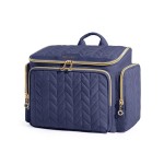 BAGSMART Travel Toiletry Bag, Large Wide-open Travel Bag for Toiletries, Makeup Cosmetic Travel Bag with Handle-Navy