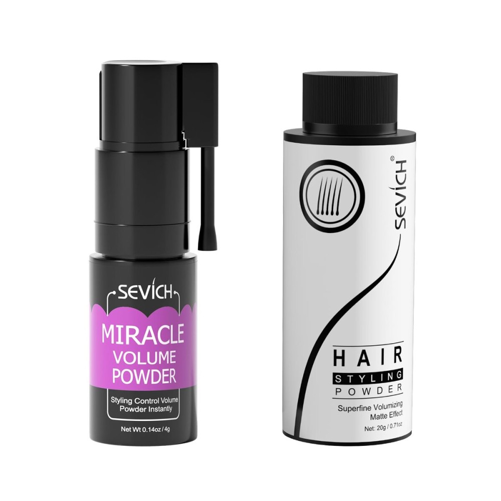 SEVICH Miracle Volume Powder - Texturizing Hair Styling Powder for Men & Women, 360 Adjustable Nozzle, Oil Control & Fluffy Hair, Travel-Size Matte Finish Hair Powder, 4g Spray + 20g Refills