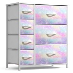 Sorbus Kids Dresser with 7 Drawers - Storage Chest Organizer Unit with Steel Frame, Wood Top & Handles, Tie-dye Fabric Bins for Clothes - Wide Furniture for Bedroom Hallway Kids Room Nursery & Closet
