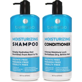 Moisturizing Shampoo and Conditioner Set - Sulfate Free Care for Women and Men - Hydrating, Deep Moisture Duo with Shea Butter - Salon Grade, Color Safe - Ideal for Curly Hair and Dry Split Ends