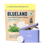 BLUELAND Toilet Bowl Cleaner Tablets, Starter Set, 14 Count with Tin, Peppermint Eucalyptus, Plastic-Free, No Harsh Chemicals, Plant-Based