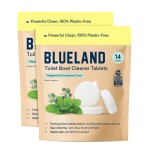 BLUELAND Toilet Bowl Cleaner Tablets, 2-Pack, 28 Count, Peppermint Eucalyptus, Plastic-Free, No Harsh Chemicals, Plant-Based