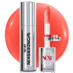 Wonderskin Lip Oil Rehab Serum - Tinted Lip Oil for Women, Hydrating, Moisturizing, and Non-Sticky Bright Red Tint Serum for Dry Lips (Flirt)