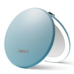 Fancii Taylor Rechargeable Compact Makeup Mirror with LED Lights, 10x /1x Magnifying, 3 Light Settings, Large 5 Wide | Travel Mirror for Purses (Soft Sky)