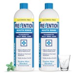 Prevention Daily Care Alcohol-Free Mouthwash, Hydrogen Peroxide Teeth Whitening with Soothing Double Mint for Bad Breath Treatment, Fluoride-Free Gum Care Oral Mouth Rinse 16 oz 2 Pack