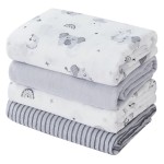 Softan Swaddle Blankets for Baby Girls & Boys Gift, Large 47X47 inches Receiving Blankets for Newborn,4 Pack Gray Elephant