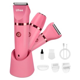 Ufree Bikini Trimmer Electric Razors for Women, Rechargeable Pubic Hair Trimmer Electric Shaver for Legs Body Hair, Bikini Shaver IPX7 Waterproof, Rose Red