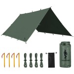 FREE SOLDIER Camping Tarp Waterproof Portable Multifunctional Outdoor Traveling Awning Backpacking Shelter Rain Tarp (Lake Green 1010.5ft)