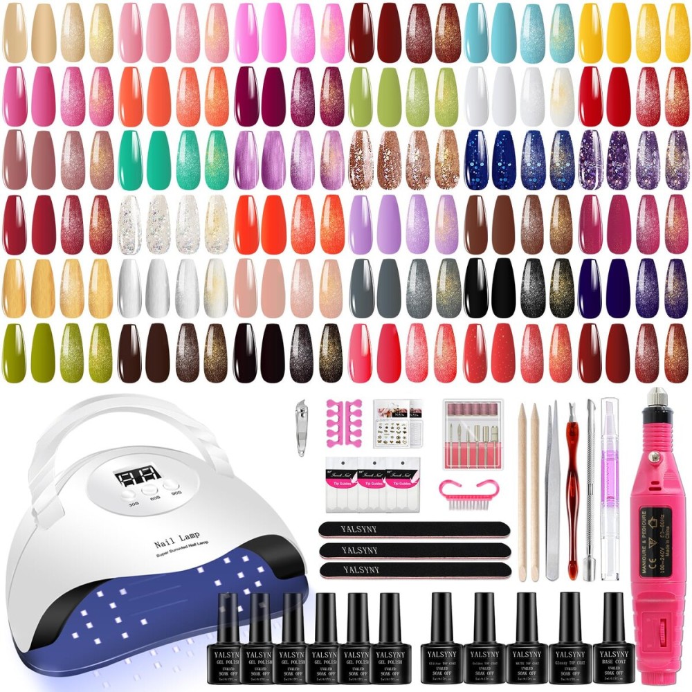 YALSYNY NAIL POLISH KIT with U V Lamp and Drill Starter Kit 36 Colors Gel Nail Polish Nail Art Gel Manicure Kit