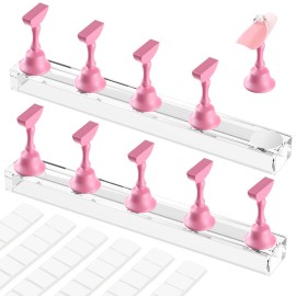 Difenni Nail Stand for Press Ons, Nail Holder for Painting Nails Magnetic Fake Nail Stand Tips Design with Putty Practice Nail Art Tools for Home Salon DIY Beginner Supplies (Rose)