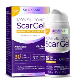 Silicone Scar Gel Scar Cream: SPF 30 Advanced Medical-Grade Formula for Surgical Scars, C-Section, Stretch Marks, Acne, Burns, Keloids, Old & New Scars - Broad Spectrum UV Protection 1.06oz (30g)