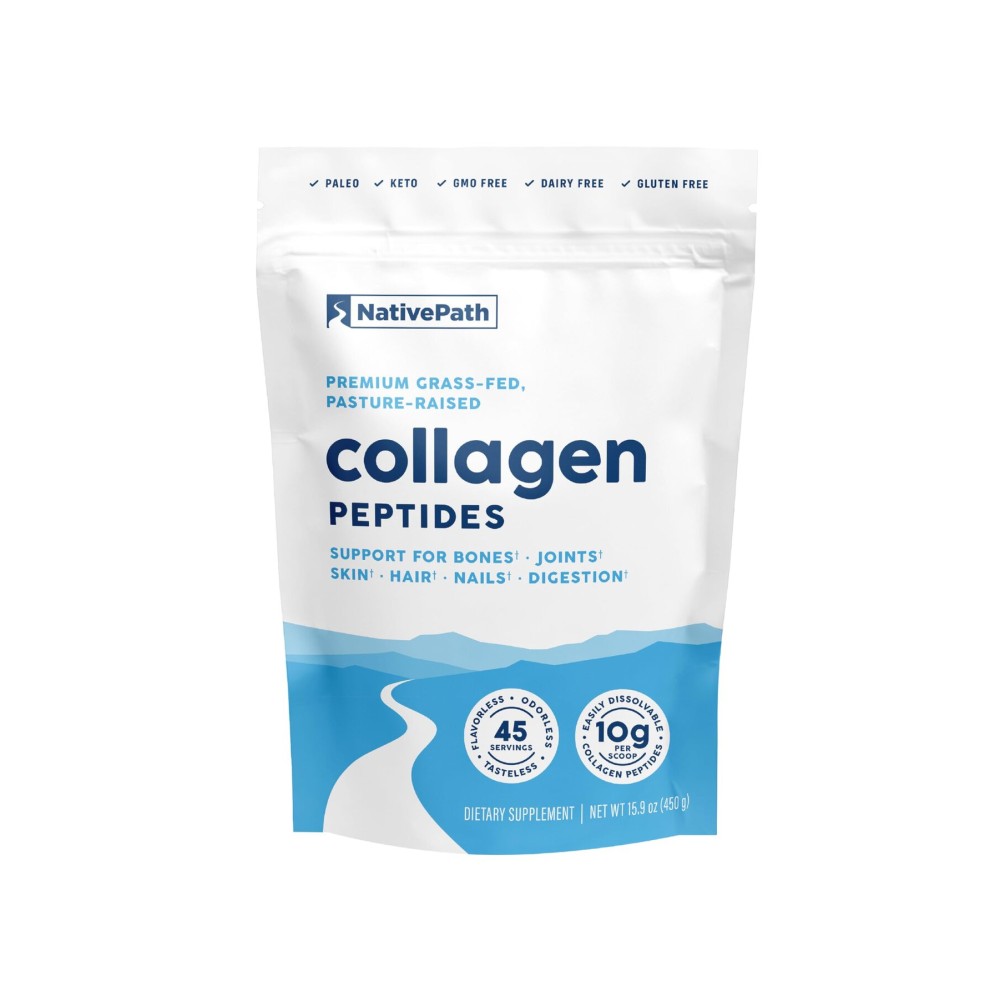 NativePath Collagen Peptides Protein - Hydrolyzed Type 1 & 3 Collagen Powder for Skin, Hair, Nails - 15.9 oz (45 Servings)