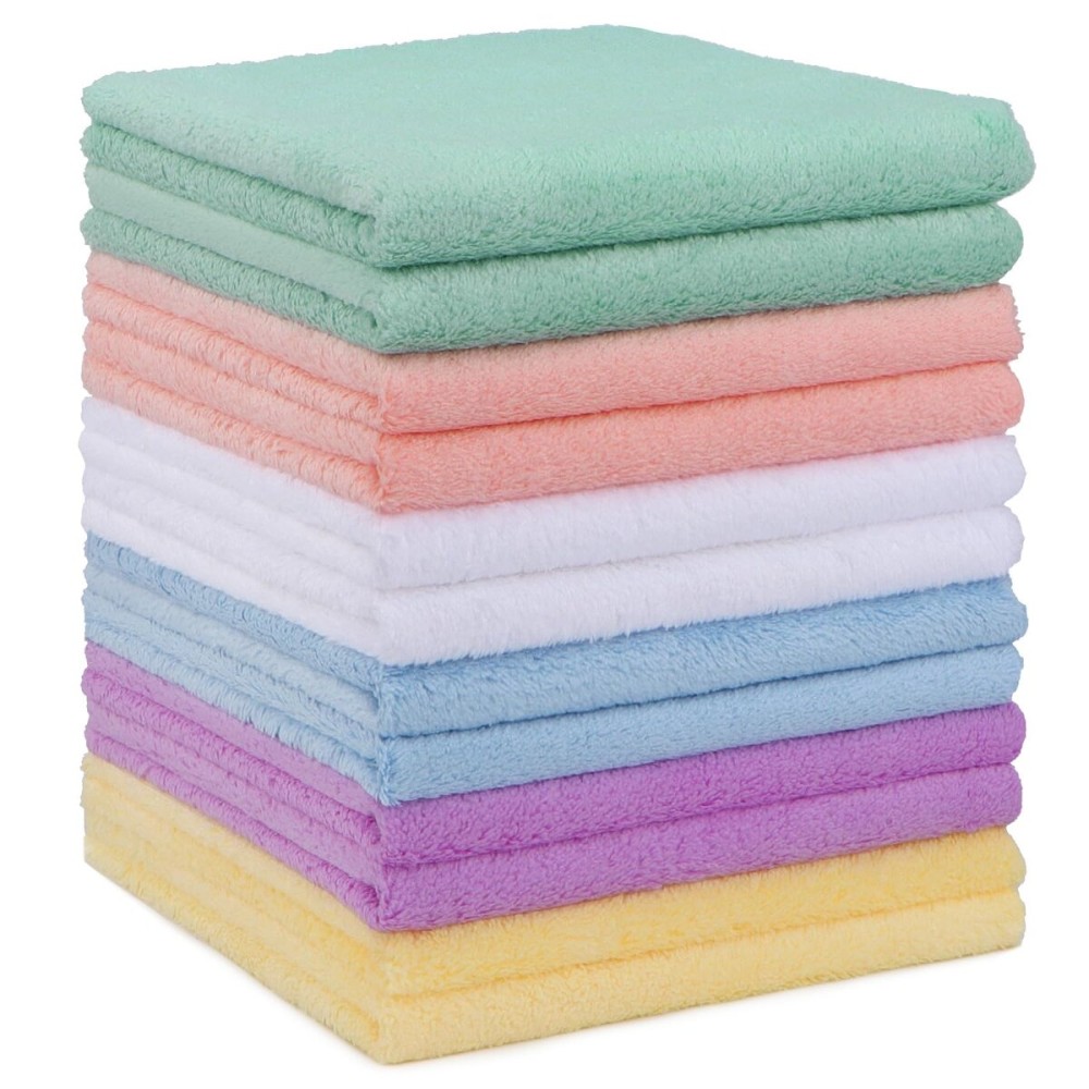 HOMEXCEL Baby Washcloths 12 Pack-Microfiber Baby Bath Face Towel 11.5 x 11.5 Inch Extra Absorbent and Soft Burp Cloth and Wash Cloths for Newborn-Infants and Toddlers-Gentle On Sensitive Skin