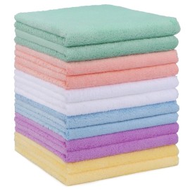 HOMEXCEL Baby Washcloths 12 Pack-Microfiber Baby Bath Face Towel 11.5 x 11.5 Inch Extra Absorbent and Soft Burp Cloth and Wash Cloths for Newborn-Infants and Toddlers-Gentle On Sensitive Skin