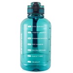 GEMFUL 64oz Motivational Water Bottle with Handle 2L Large Sports Jug for Gym Fitness Time Marker No Straw Leak Proof BPA Free (Cyan)