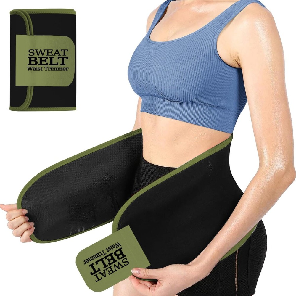 ZPP Waist Trainer for Women and Men, Neoprene Sweat Band Waist Trimmer Belt Stomach Wrap for Workout Amy Green