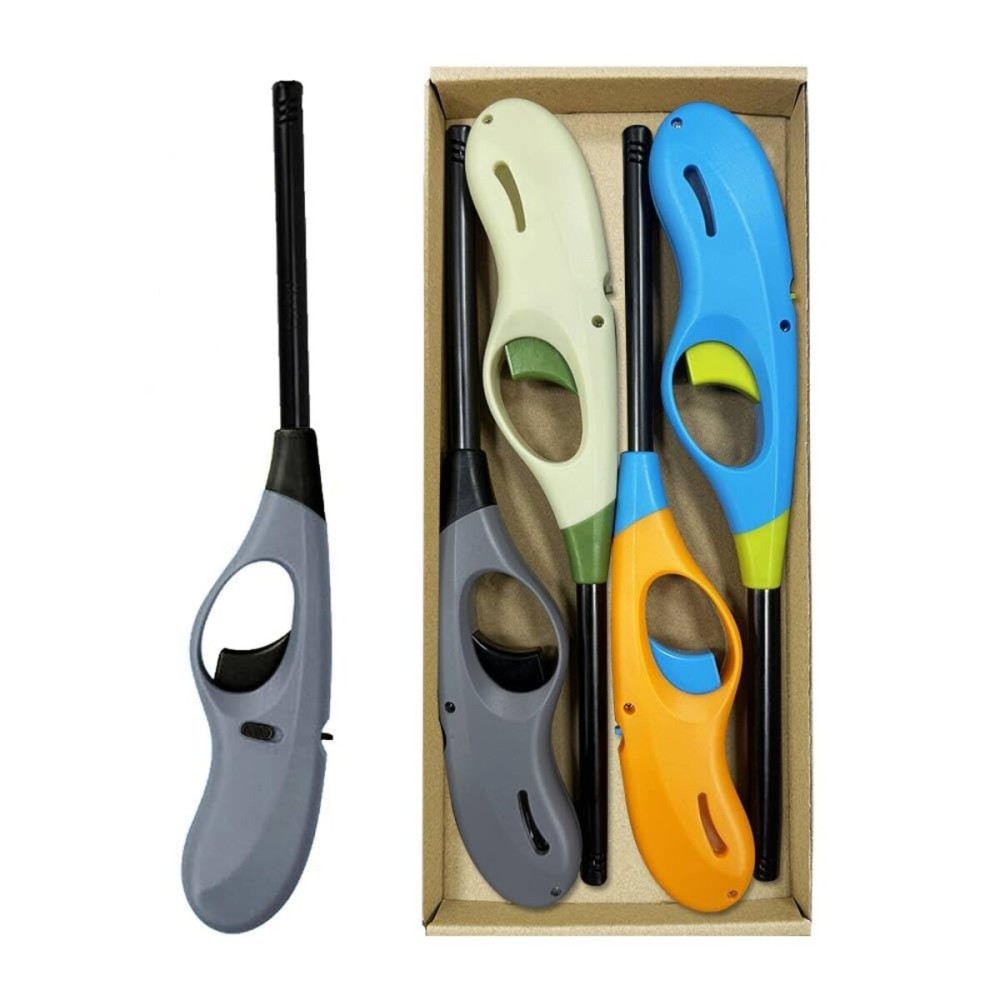 Butane Lighter, 4pcs Refillable Long Flame Lighter for BBQ Candle(No Butane Inside)