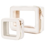 Aveniee Clear Makeup Bag Small, Mini Travel Toiletry Bag Cosmetic Bags Organizer, TSA Approved Clear Makeup Case Pouch with Zipper, Car Essentials for Women Men,White