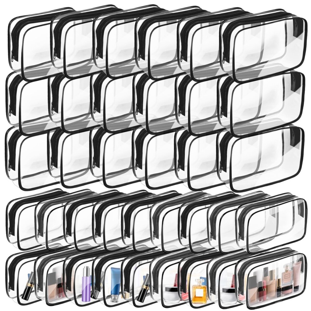 AURUZA Clear Makeup Bag,Portable Travel Toiletry Bags with Zipper, TSA Approved Clear Organizer Bags, PVC Cosmetic Pouch for Airport Airline Compliant