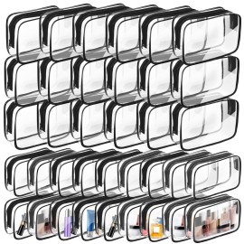 AURUZA Clear Makeup Bag,Portable Travel Toiletry Bags with Zipper, TSA Approved Clear Organizer Bags, PVC Cosmetic Pouch for Airport Airline Compliant