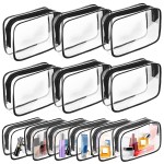 AURUZA Clear Makeup Bag,Portable Travel Toiletry Bags with Zipper, TSA Approved Clear Organizer Bags, PVC Cosmetic Pouch for Airport Airline Compliant