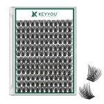 KEYYOU Lash Clusters 144pcs Individual Lashes D Curl 16mm Eyelash Clusters Super Lightweight Air Touch Cluster Lashes Soft&Wispy Comfortable Easy to DIY at Home(Air01-D-16mm)