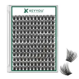 KEYYOU Lash Clusters 144pcs Individual Lashes D Curl 16mm Eyelash Clusters Super Lightweight Air Touch Cluster Lashes Soft&Wispy Comfortable Easy to DIY at Home(Air01-D-16mm)