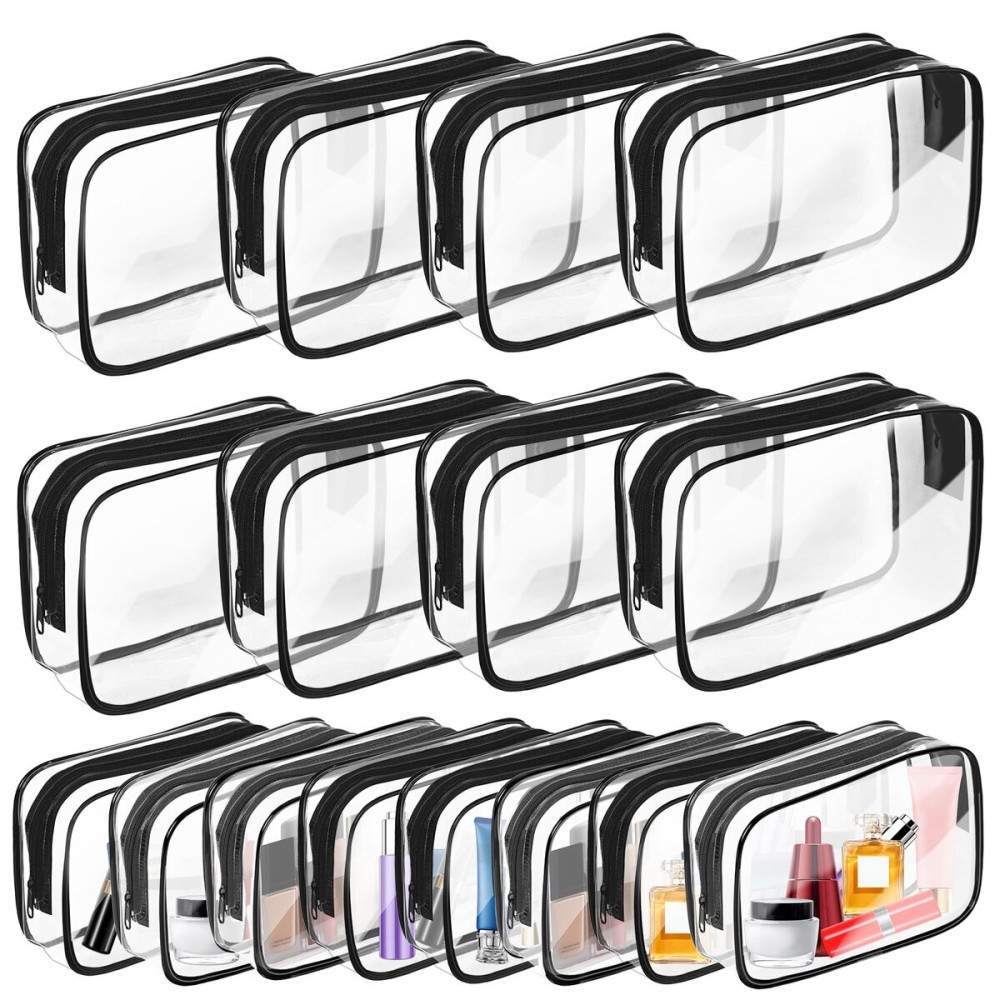 AURUZA Clear Makeup Bag,Portable Travel Toiletry Bags with Zipper, TSA Approved Clear Organizer Bags, PVC Cosmetic Pouch for Airport Airline Compliant