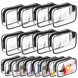 AURUZA Clear Makeup Bag,Portable Travel Toiletry Bags with Zipper, TSA Approved Clear Organizer Bags, PVC Cosmetic Pouch for Airport Airline Compliant