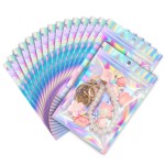 ANZNKU 100 Pack Mylar Bags Reasealable Holographic Bags, Smell Proof Bag Zipper Pouches with Clear Window, Jewelry Candy Sealable Bag for Packaging Sample Party Favor (2.4 x 3.9 Inch)
