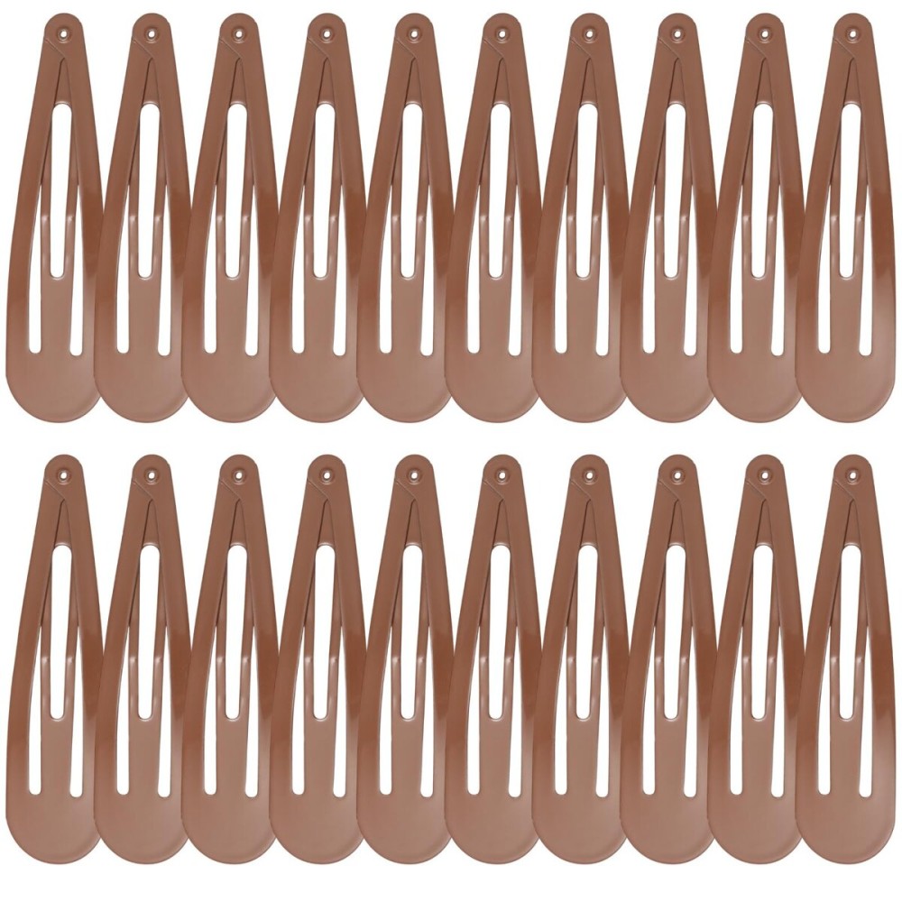 WILLBOND 30 Pieces 3.1 Inch Large Metal Snap Hair Clips Nonslip Barrettes Women Hair Accessories (Brown)