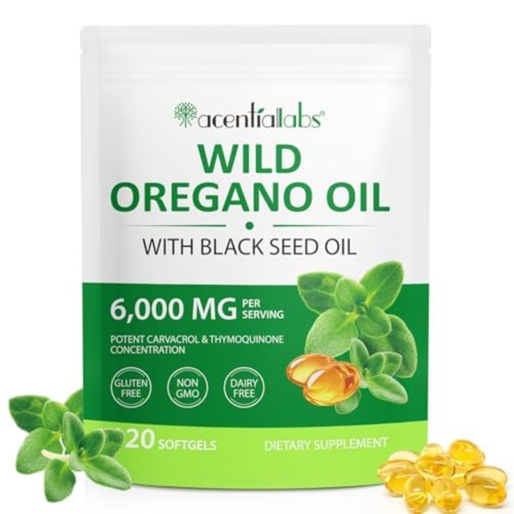 Oil of Oregano Softgels 6000mg, 120 Count | 2 in 1 Formulated with Black Seed Oil 200mg, Oregano Oil Capsules, High Carvacrol & Thymoquinone for Immune Support | Non-GMO, Gluten-Free