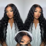 DULOVE 28inch Glueless Wigs Human Hair Pre Plucked Pre Cut 5x5 Deep Wave 200 Density No Glue Ready to Wear Wig for Wedding,Dating & More