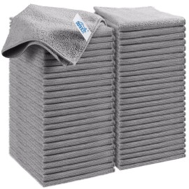 HOMEXCEL Grey Microfiber Cleaning Cloth, 50 Pack Cleaning Towels for Kitchen, Lint Free, Scratch-Free, Highly Absorbent, and Reusable Cleaning Rags for House, Window and Glass, Cars, 11.5 X11.5 inch