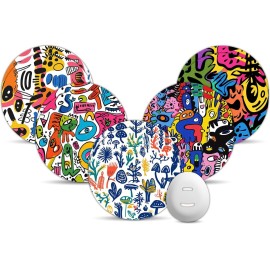 Dexcom G7 Over Patches, Amolyfe 10-Pack Dexcom Stelo Overpatches, Bump-Proof with Hard Cap, Waterproof, Breathable, Medical Adhesive, 10-Day CGM Protection (Graffiti)