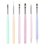 Nail Art Brushes 6PCS Nail Brush Set with Gel Polish and Liner Brush and Dotting Pens for Home and Professional Salon Use