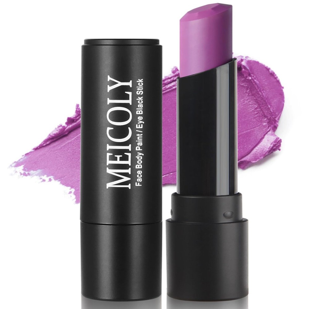 MEICOLY Purple Eye Black Stick,Waterproof Eye Black Baseball Softball Football Lacrosse,Purple Face Body Paint Stick for Halloween SFX Ursula Cosplay Makeup