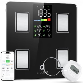 arboleaf Smart Scale and Tape Measure, Body Fat Measuring Tape and Smart Scale for Body Weight, Digital Bluetooth Weighing Machine, Circumference Analyzer, App Sync, 400lbs, 11