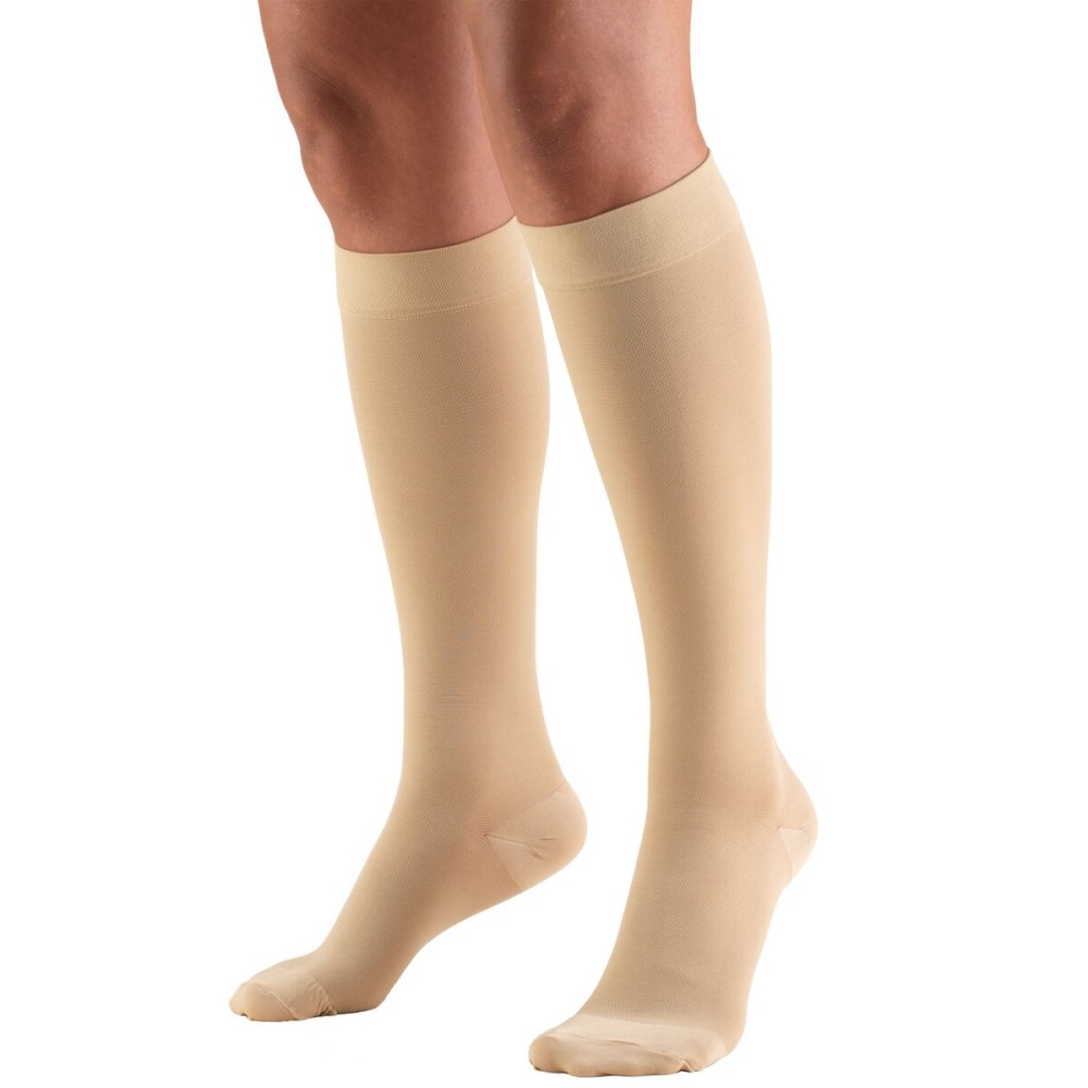 Truform 20-30 mmHg Compression Stockings for Men and Women, Knee High Length, Closed Toe, Beige, 3X-Large