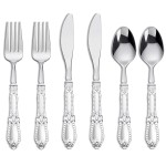 Nervure 300PCS Silver Plastic Silverware - Heavy Duty Disposable Cutlery Set,Luxury Silver Plastic Utensils include 100Pcs Forks, 100Pcs Spoons, 100pcs Knives Perfect for Wedding,Party,Daily Use