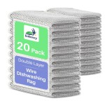 Eakenzy Non Scratch Wire Dishcloth, Multipurpose Wire Dishwashing Rag for Wet and Dry, Steel Cloth for Washing Dishes, Rust Removal Cleaning Cloth Kitchen, No Odor, Double Layer, 20 Pack
