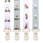Stadela Baby Pacifier Clip Holder - Girl or Boy Unisex 4 Pack Gift Set - Neutral Modern Golf Theme Green Brown Beige