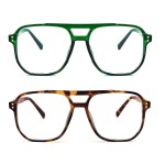 FEISEDY 2Pack Blue Light Blocking Glasses Fake Nerd Clear Square Computer Lightweight Pilot Glasses Frame Oversized B2866