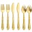 Nervure 300PCS Gold Plastic Silverware - Heavy Duty Disposable Cutlery Set,Luxury Gold Plastic Utensils include 100Pcs Forks, 100Pcs Spoons, 100pcs Knives Perfect for Wedding,Party,Daily Use