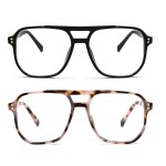 FEISEDY 2Pack Blue Light Blocking Glasses Fake Nerd Clear Square Computer Lightweight Pilot Glasses Frame Oversized B2866