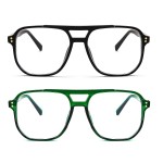 FEISEDY 2Pack Blue Light Blocking Glasses Fake Nerd Clear Square Computer Lightweight Pilot Glasses Frame Oversized B2866